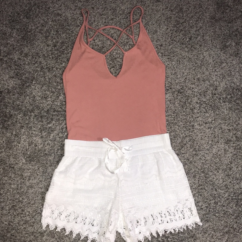 NWOT Lace Shorts & Express strappy tank - Picture 1 of 9